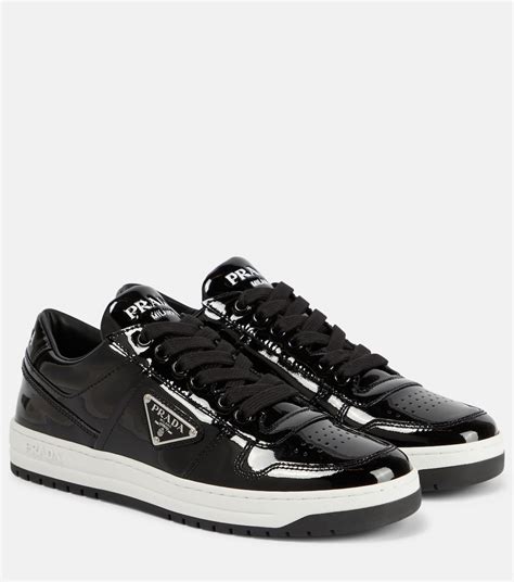 prada patent leather trimmed high top sneakers|prada downtown patent leather sneakers.